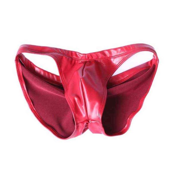 Luxus -Herren Unterwäsche plus Größe Fauxöl Latex Leder Convex Beutel Slips Männer Bikini Calzoncillos Höschen Dessous Braga Unterhose Schubladen Kecks Thong Gnmh