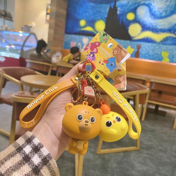 

2021 fashion keychain happy xiaole cute doll pendant creative car bag key chain accessories, Silver