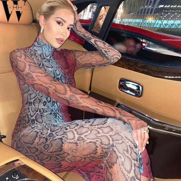 

autumn/winter turtleneck bodycon women dress snake print maxi glove skinny female club party lone casual dresses, Black;gray