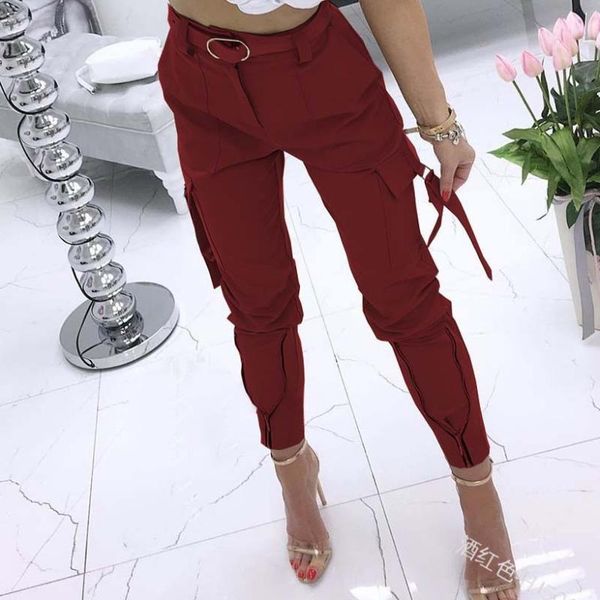 

women's pants & capris women baggy cargo pants, casual streetwear solid color elastic high waisted jogger with pockets, Black;white