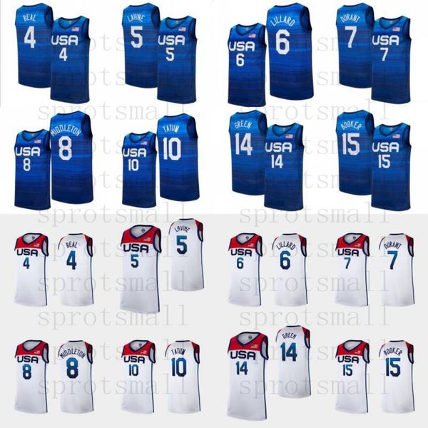 

2021 usa devin booker bradley beal zach lavine damian lillard basketball jersey khris middleton kevin durant jayson tatum draymond green whi, Black