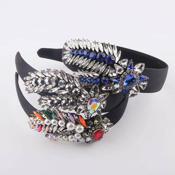 

hair clips & barrettes colorful rhinestone leaf flower headband personality baroque ladies party catwalk travel gift accessories 849, Golden;silver