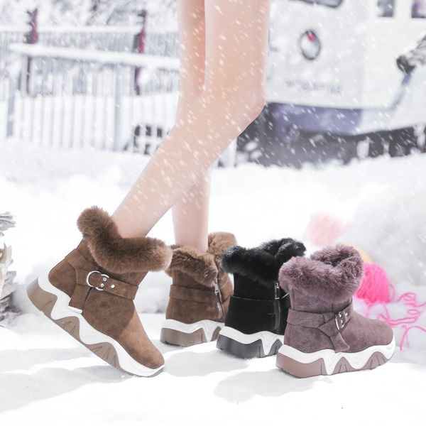 

dress shoes women ankle stuffed booty winter shoes for woman wedges high heels ladies snow boots mujer 73e5, Black