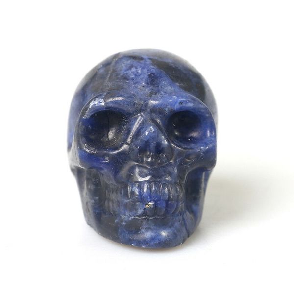 Blue Vein Stone Skull Rock Specimen Healing Reiki Intagliato a mano Figurine Altare