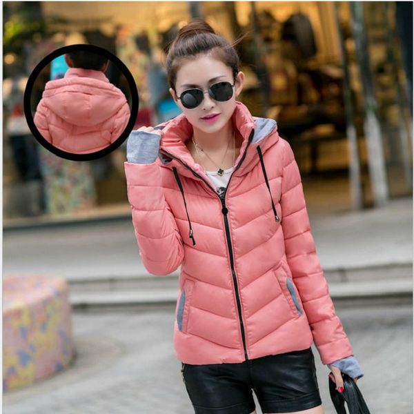 

women's trench coats women jacket european and american style fashion cotton short hooded winter ladies suit slim, Tan;black