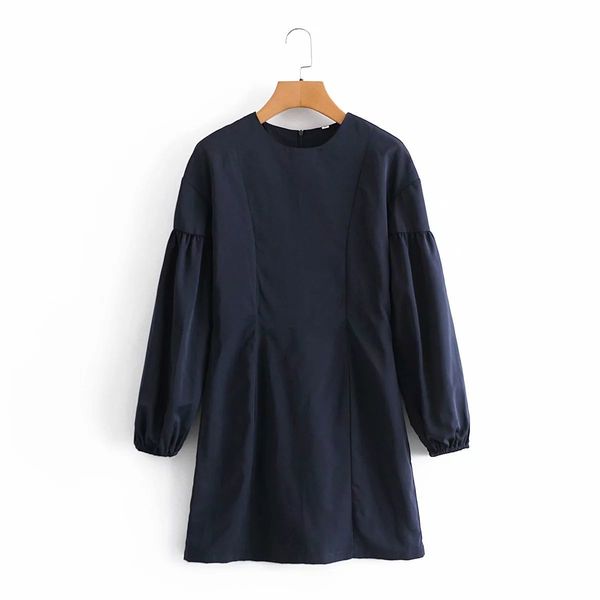 

women dress long lantern sleeves short slim waist fashion casual elegant lady chic woman es 210420, Black;gray