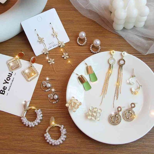 

2021 new 925 silver women's long tassel earrings korean temperament, Black