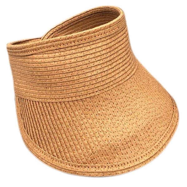

women foldable roll-up wide brim sun visor hat woven straw open beach cap hats, Blue;gray