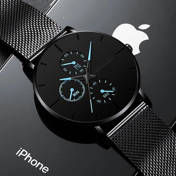

wristwatches mens business black watches luxury stainless steel ultra thin mesh belt quartz men leather wrist watch casual classic male, Slivery;brown