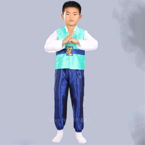 

ethnic clothing traditional costume korean kids hanbok baby boy asian clothes retro dance outfit children style performance cosplay party, Red