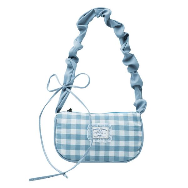 

2021 nylon womens handbags teenage girls baguette fashion luxury ladies shoulder bags plaid crossbody bags for female wallet