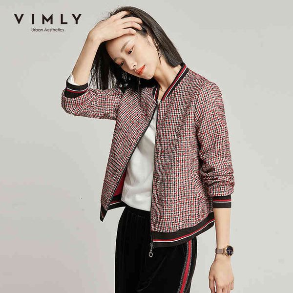 

vimly spring autumn retro thread short jacket fashion women stand collar zipper patchwork loose casual femme veste 98686 201014, Black;brown