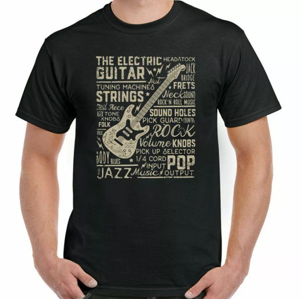 

guitar t-shirt mens funny guitar electric acoustic bass amp rock music, White;black