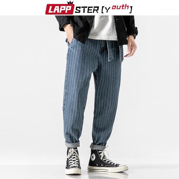 

lappster-youth blue jeans pants men 2021 side striped hip hop harajuku joggers denim korean fashions casual designer men's