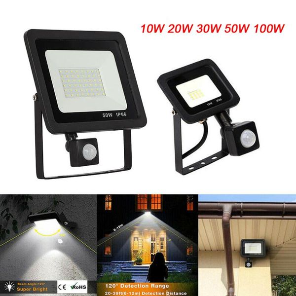 

30w 50w 100w motion sensor led floodlight ac220v outdoor waterproof spotlight for garden wall street flood light floodlights