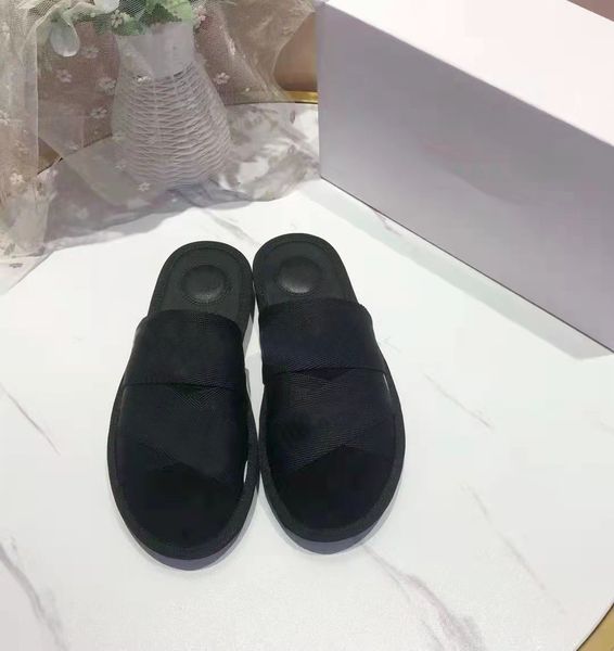 

fashion designer women wedge heels slippers special letter print cross weave wide strap comfortable slip on daily home leisure shoes scuffs, Black
