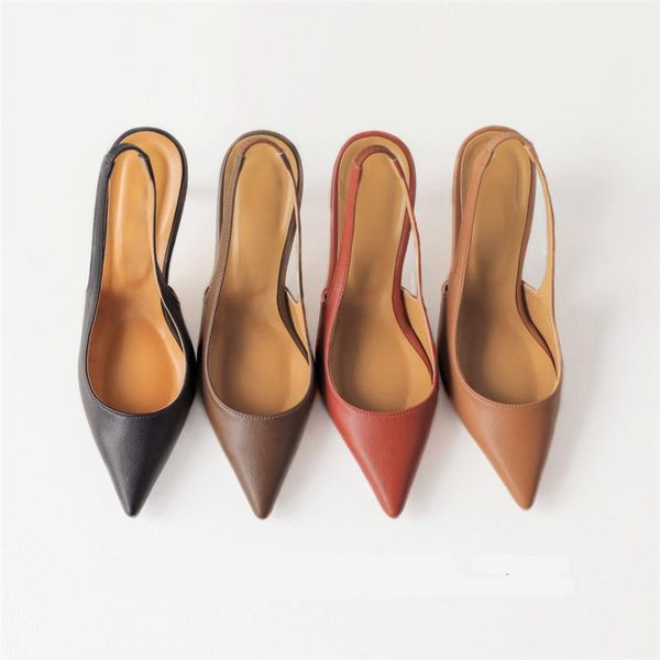 

dress shoes spring autumn shallow mouth pumps pointed toe back buckle high heels summer sandals 8 cm 6 women, Black