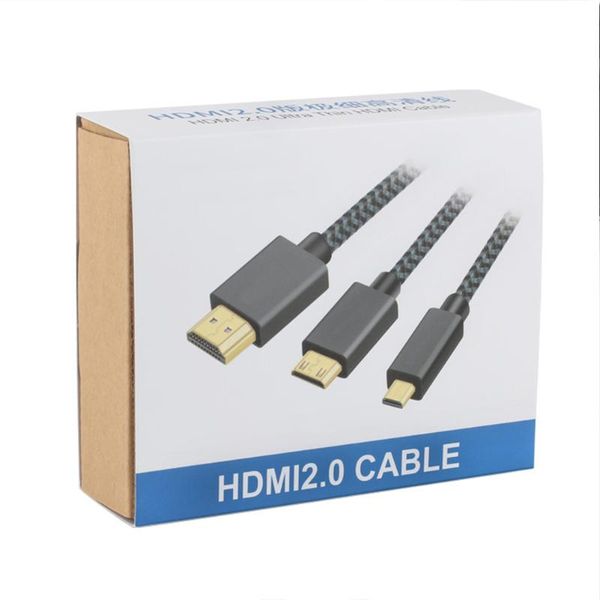

audio cables & connectors 4k 2.0 signal transmission mini high speed computer return cable strong 32awg video braided connector hd tv p