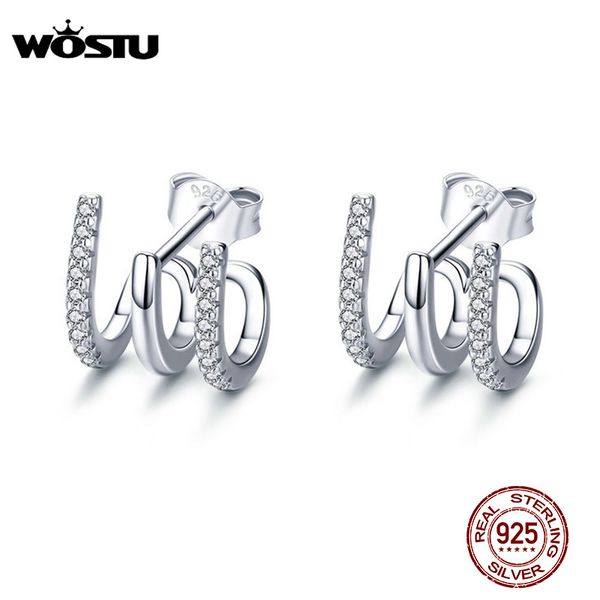 

wostu arrival 100% real 925 sterling silver love rotation stud earrings cute square zircon earrings for women cqe585 220211, Golden;silver