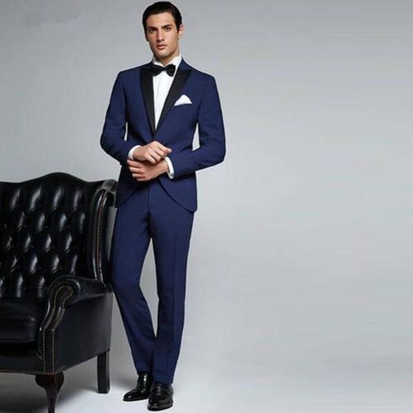 

latest design navy blue wedding suits peaked lapel men slim fit groom tuxedos custom made (jacket+pants) men's & blazers, White;black