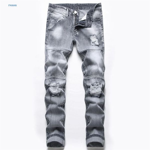 

men's jeans light grey with holes for men, Blue