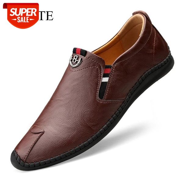 

fashion men shoes classic luxury leather comfortable casual for loafers slip on brown summer big size 38~46 #j63r