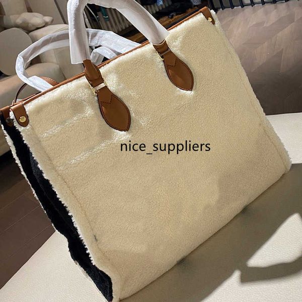 

designer luxury bag lamb hair bag women handbags large capacity package classic style winter patchwork color interior zi women's leathe