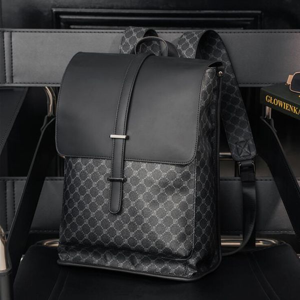 

factory wholesale men leathers shoulder bags college style retro frosted leather backpack simple and versatile color matching school bag fli