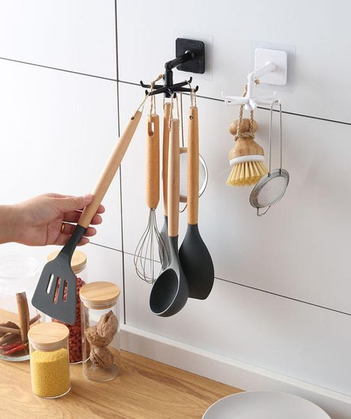 

hooks & rails home non-perforated non-marking sticker storage hook creative rotatable 360-degree