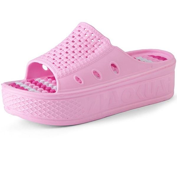 

slippers thick sole 5cm women shoes non-slip summer water slides fashoin flat female sandals womens beach shoe slipper 2021, Black