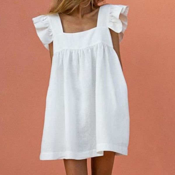 

casual dresses square neck mini dress ruffle sleeve solid color large hem pockets women clothing, Black;gray