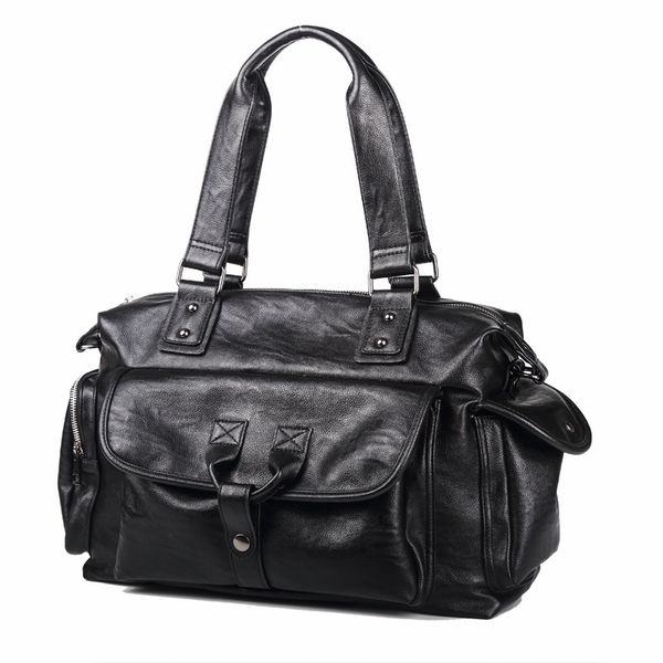 

bag handbag large capacity men's portable travel korean fashion short distance computer chaomen's backpack, Black;red