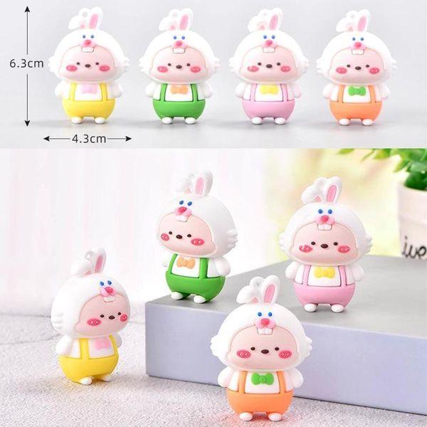 

keychains decor mini hare animal figurine resin craft garden ornament, Silver