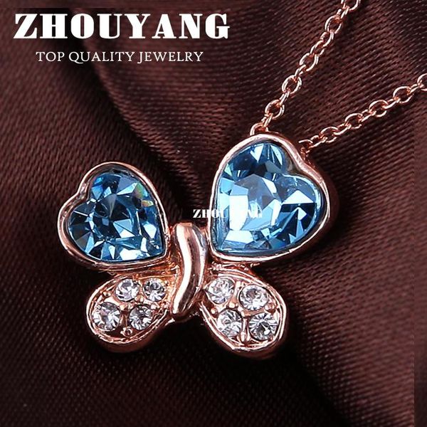 

Top Quality ZYN185 Blue Butterfly Necklaces Rose Gold Color Pendant Jewelry Made With Austria Crystal, Silver