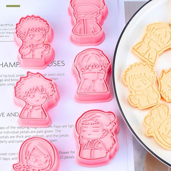 

baking moulds 6pcs 3d jujutsu kaisen biscuit mould cookies cutter molds plastic cake for decorating diy kitchen tool