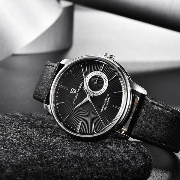 

wristwatches pagani design watch 2021 sports fitness waterproof 100m men's quartz leather casual business for men, Slivery;brown