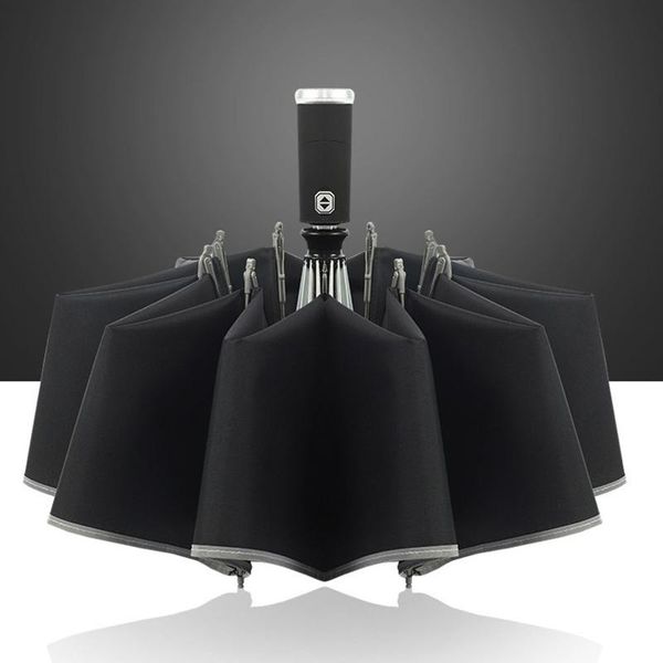 

umbrellas automatic folding umbrella led light reverse with night sun tri-fold
