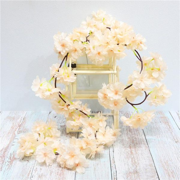 

decorative flowers & wreaths 2pcs/lot simulation cherry blossom ratten wedding home festival decoration encrypted persian hanging ornament f