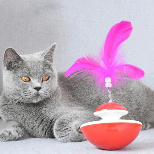 

cat toy feather tumbler bell tease stick for cats balance car funny durable pet dog interactive training supplies toys