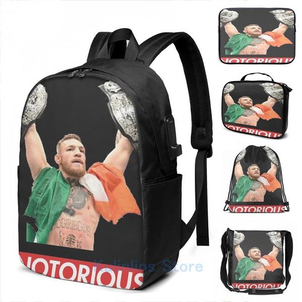 

backpack funny graphic print conor-mcgregor usb charge men school bags women bag travel laptop