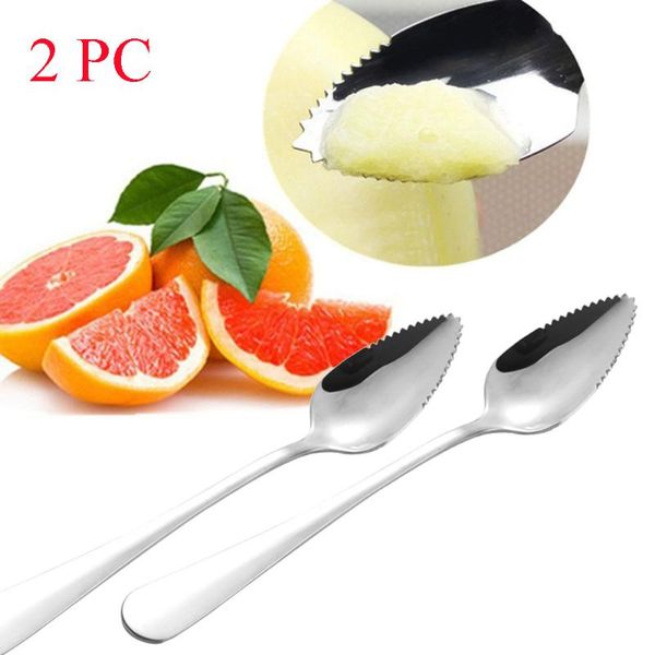 

spoons 2pc thick stainless steel grapefruit spoon dessert serrated edge