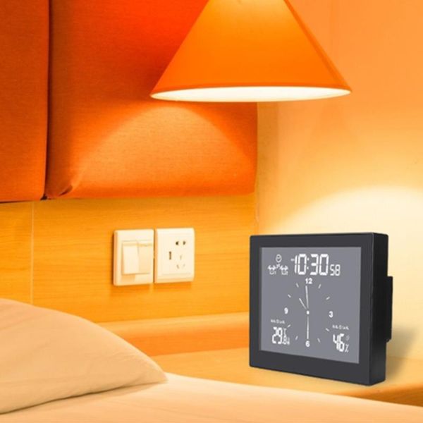 

multifunctional indoor temperature humidity meter home hygrometer weather station bathroom clock desk & table clocks