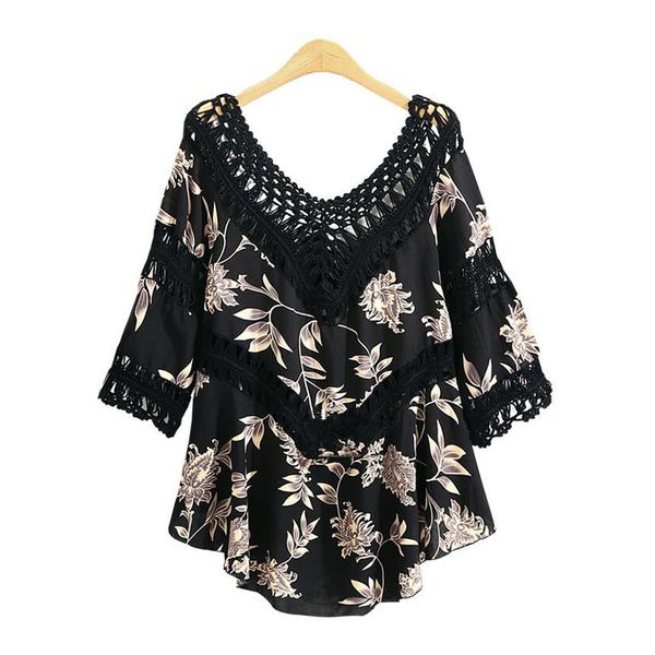 

hollow out women beach dress loose d1244 210514, Black;gray