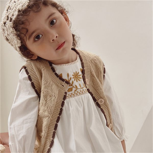 

2022 childrens clothing spring and autumn models girls sweater small vest fashion casual cardigan vest girls sweater, Blue