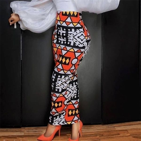 

women printed party skirt high waist vintage office ladies elegant classy modest female african slim fit club event summer jupes 210621, Black