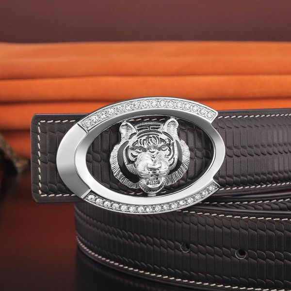 

belts tiger copper buckle belt men's designer black leather fashion denim casual 3.8 cm wide, Black;brown
