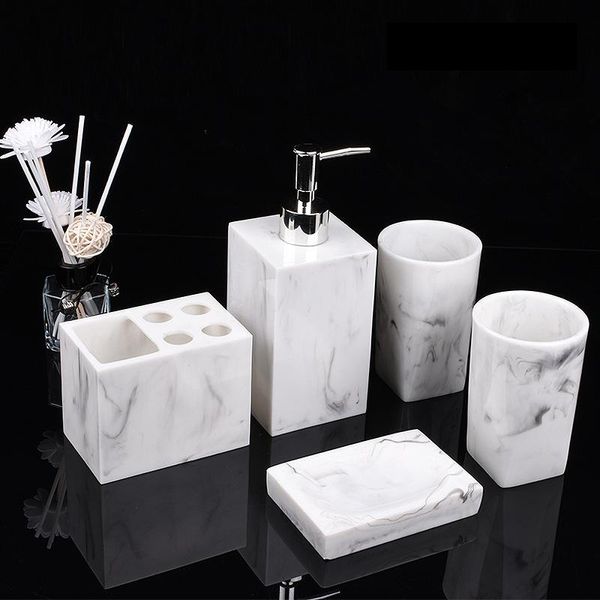 

bath accessory set resin marble bathroom accessories mouthwash cups lotion bottle soap toothbrush rack