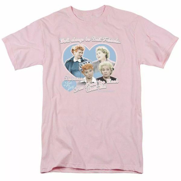

i love lucy always friends t shirt mens licensed classic tv light pink, White;black