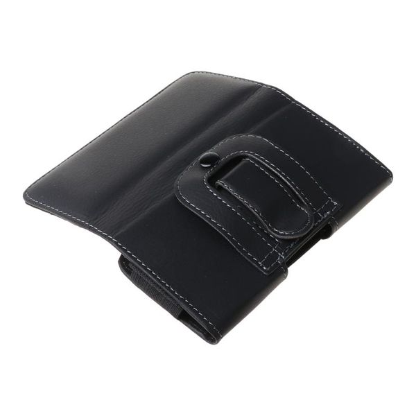 

universal men black leather belt holster clip phone pouch horizontal waist bag for cellphone cell mounts & holders