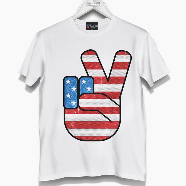 

men's american peace fingers t-shirt (brand new) was Â£69.99, White;black